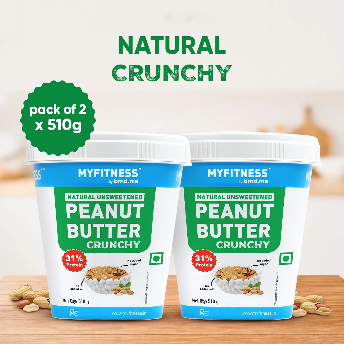 MyFitness Peanut Butter - Natural Unsweetened | 31% Protein | Crunchy | Zero Sugar Peanut Butter Spread - Image 10