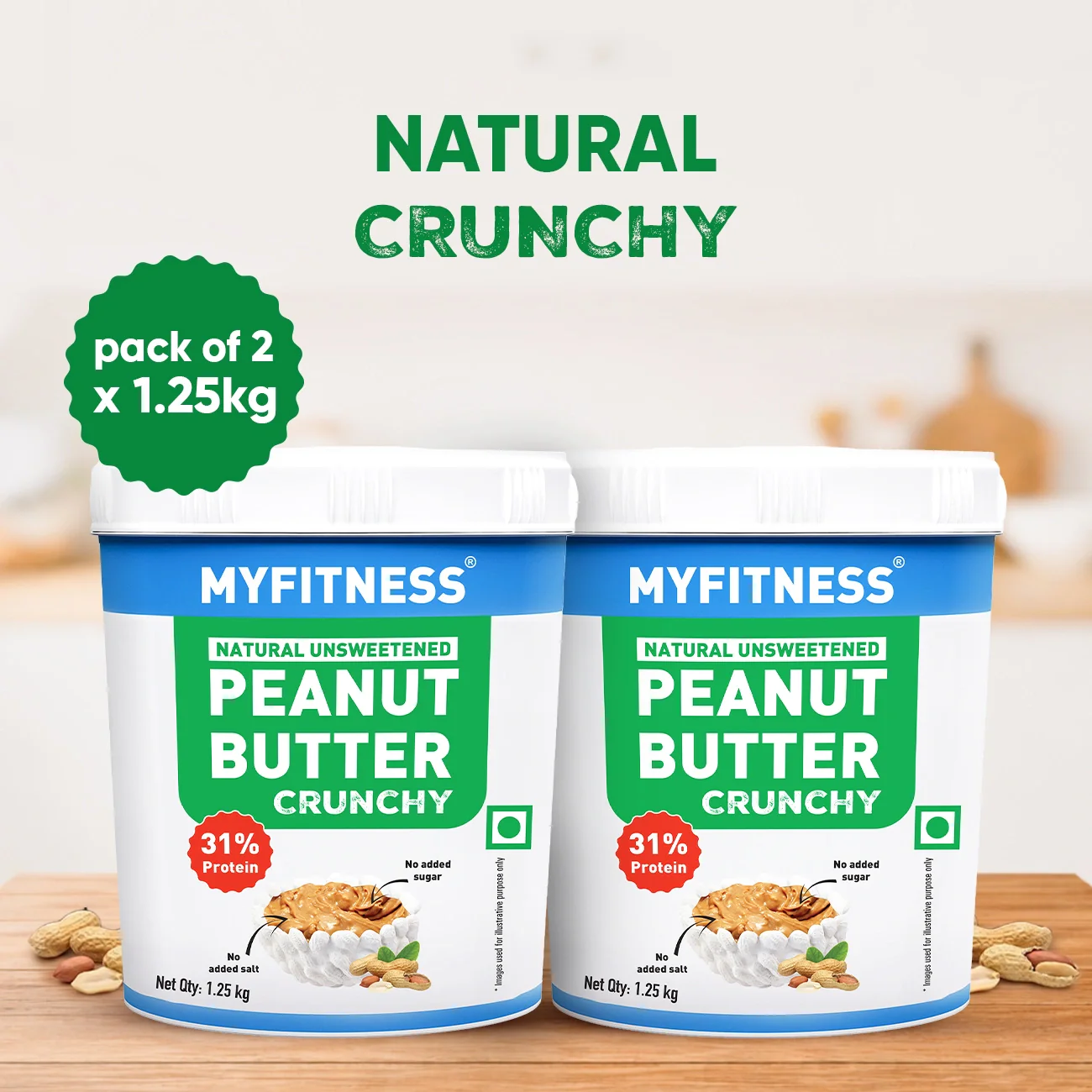 MyFitness Peanut Butter - Natural Unsweetened | 31% Protein | Crunchy | Zero Sugar Peanut Butter Spread - Image 11