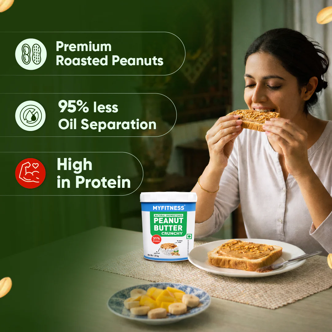 MyFitness Peanut Butter - Natural Unsweetened | 31% Protein | Crunchy | Zero Sugar Peanut Butter Spread - Image 4