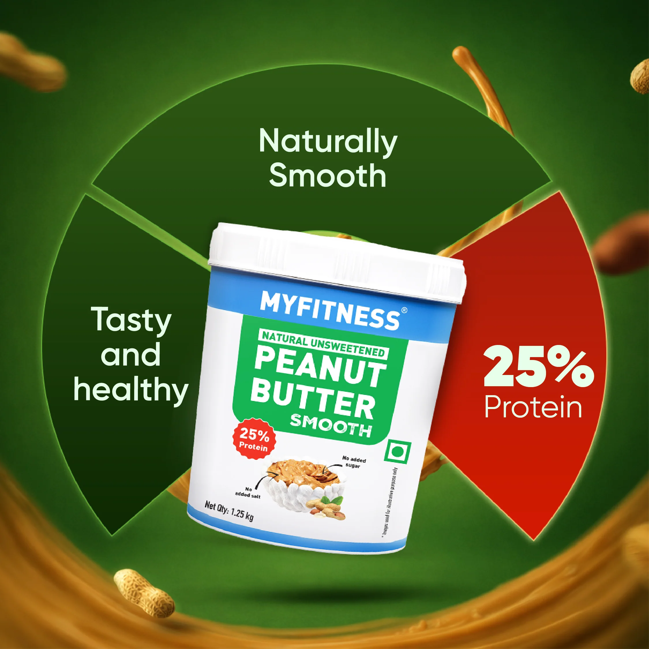 MyFitness Peanut Butter - Natural Unsweetened | 25% Protein | Smooth | Zero Sugar Peanut Butter Spread - Image 7