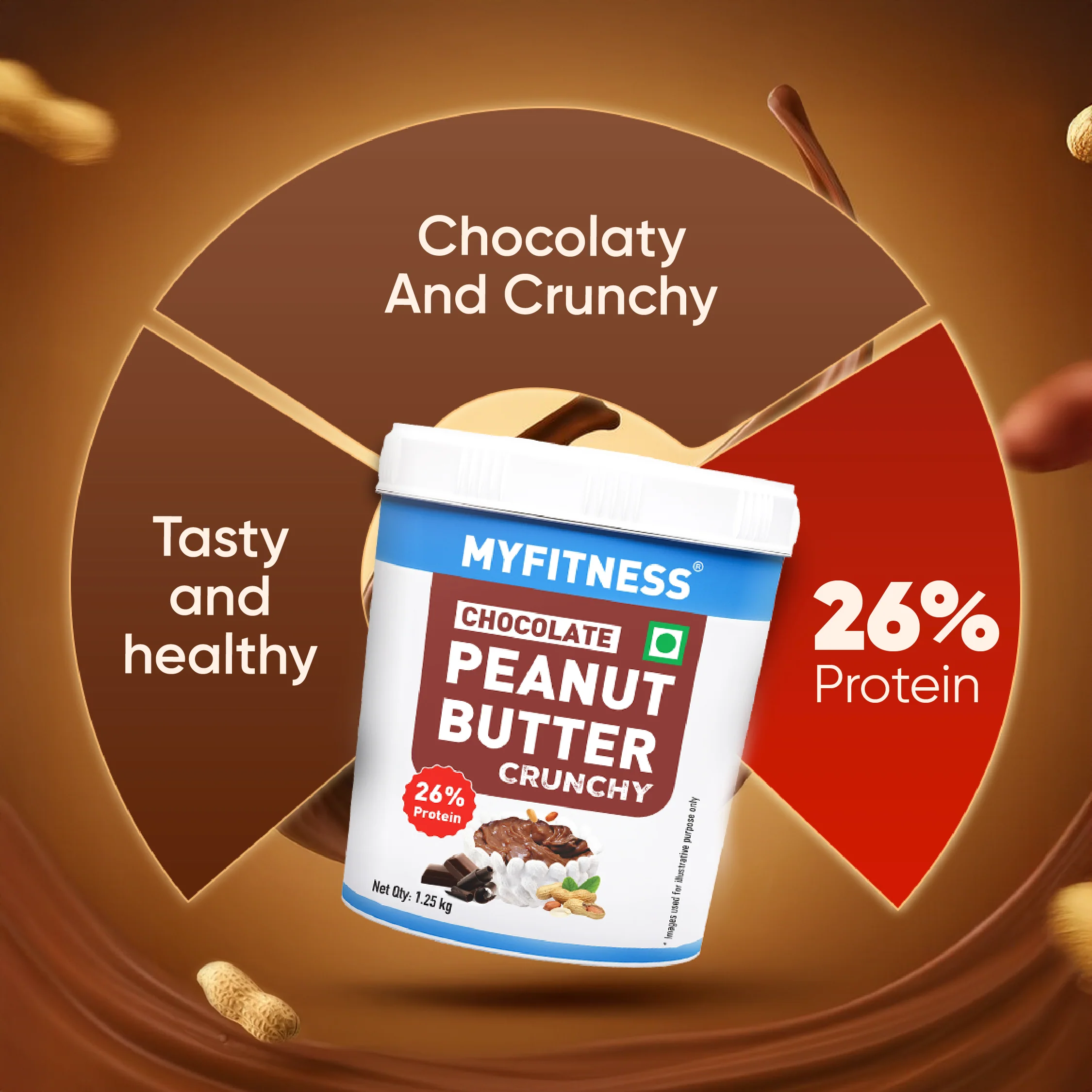 MyFitness Peanut Butter - Chocolate | 26% Protein | Crunchy | Chocolate Peanut Butter Spread - Image 3