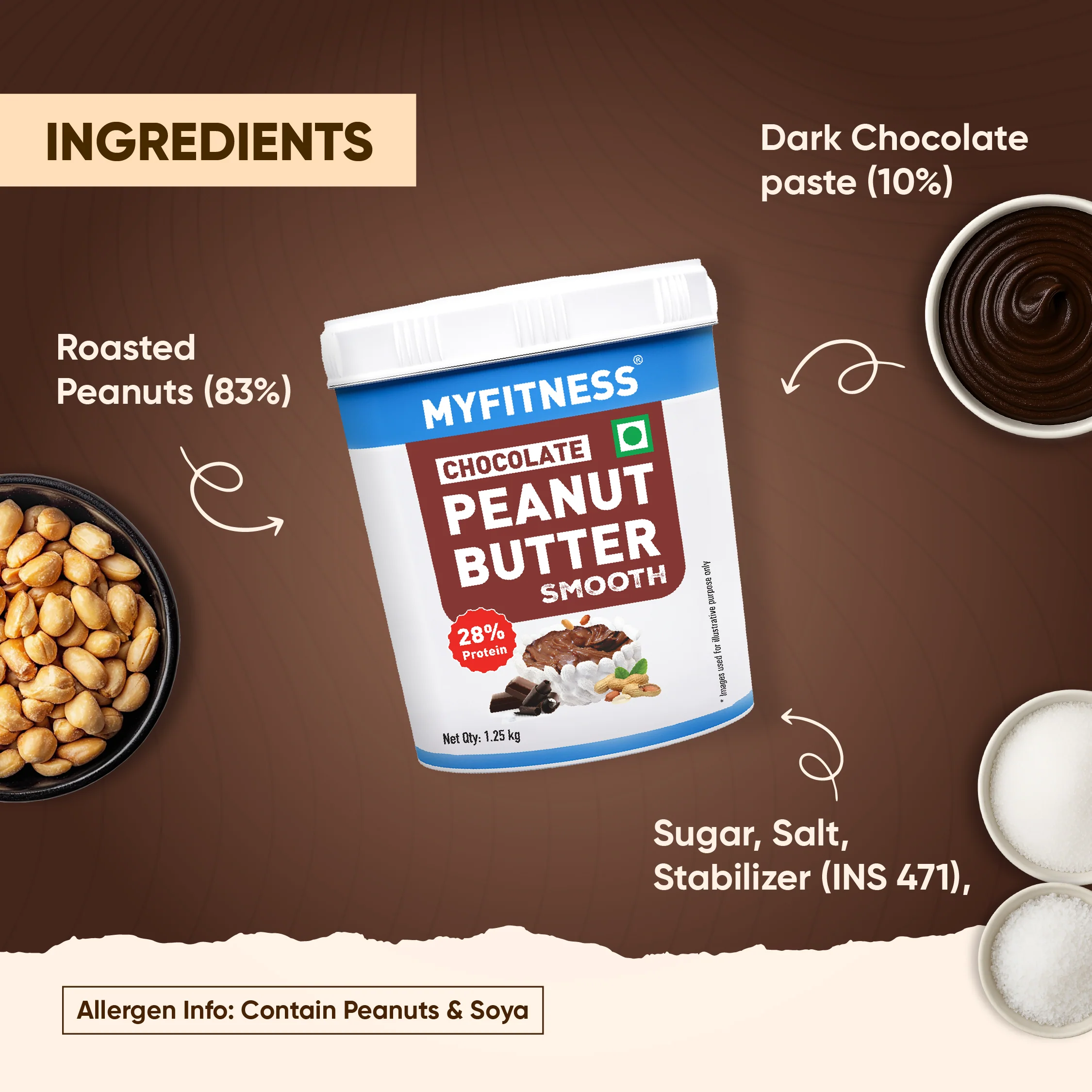 MyFitness Peanut Butter - Chocolate | 28% Protein | Smooth | Chocolate Peanut Butter Spread - Image 4
