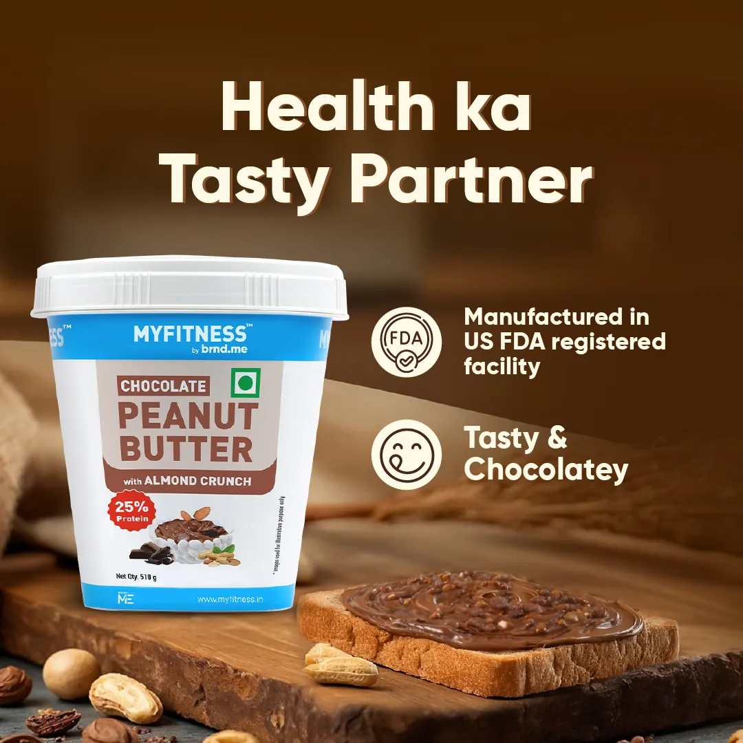 MyFitness Peanut Butter - Chocolate | 25% Protein | Almond Crunch | Chocolate Peanut Butter Spread - Image 4