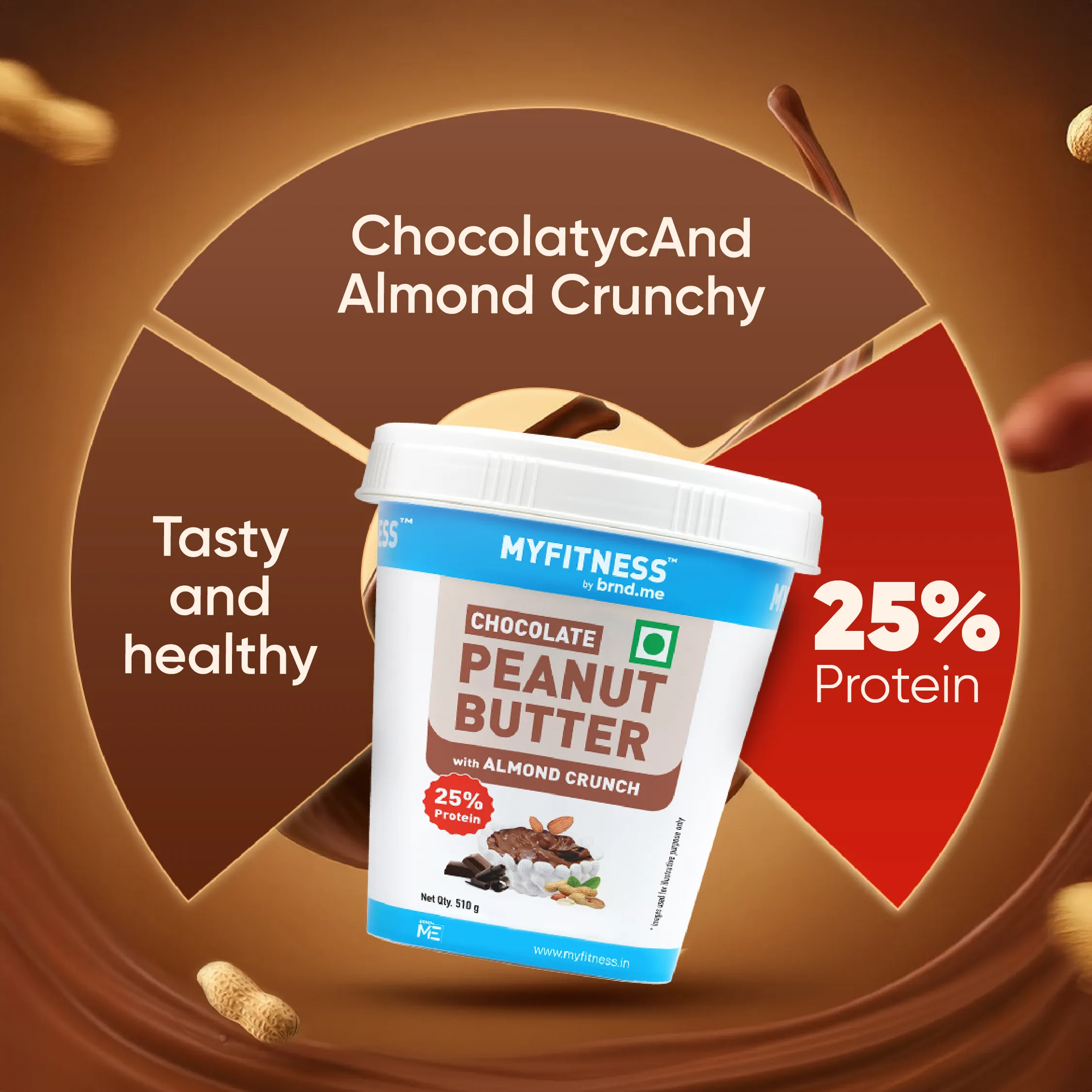 MyFitness Peanut Butter - Chocolate | 25% Protein | Almond Crunch | Chocolate Peanut Butter Spread - Image 7
