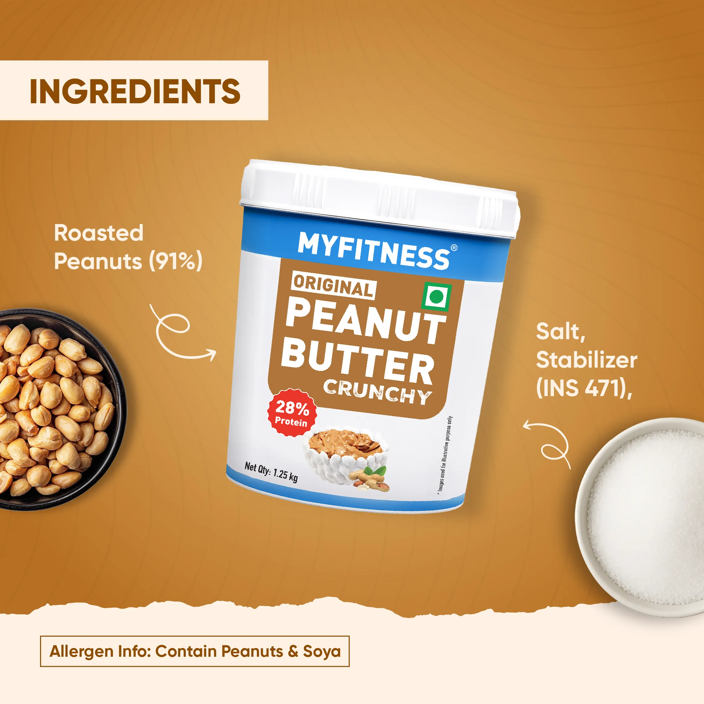 MyFitness Peanut Butter - Original | 28% Protein | Crunchy | Classic Peanut Butter Spread - Image 4