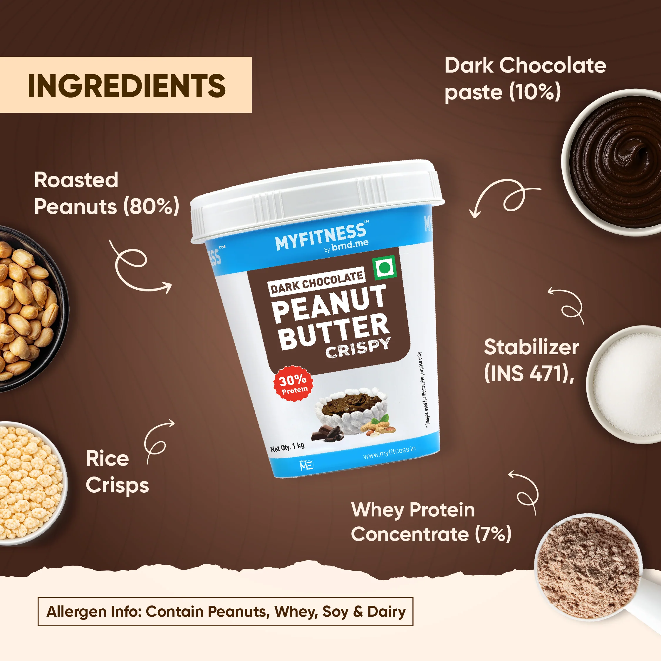 MyFitness Peanut Butter - Dark Chocolate | 29% Protein | Crispy | Rich Chocolate Peanut Butter Spread - Image 5
