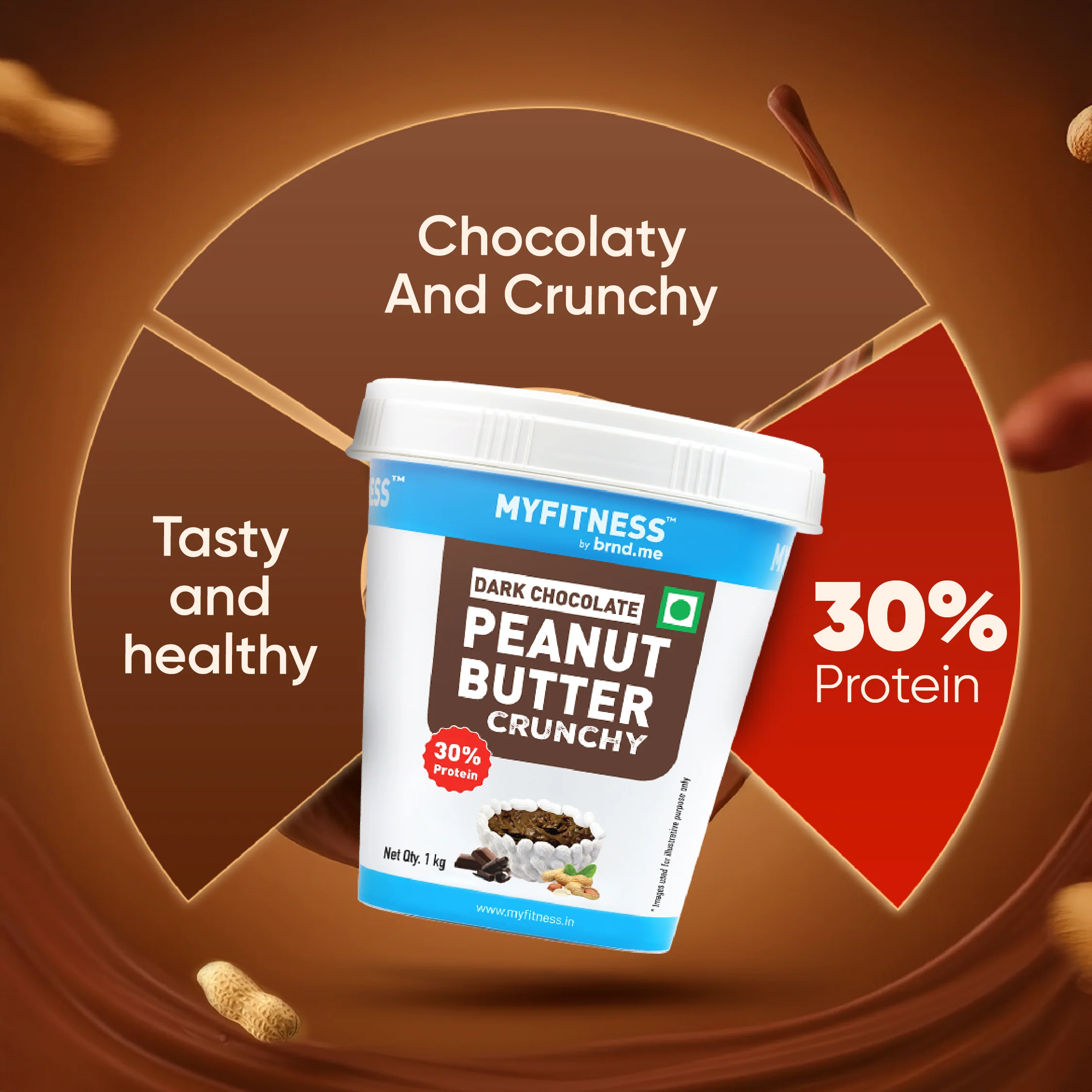 MyFitness Peanut Butter - Dark Chocolate | 30% Protein | Crunchy | Rich Chocolate Peanut Butter Spread - Image 7